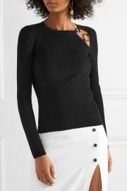 Cushnie - Sienna cutout embellished ribbed-knit top at Net A Porter